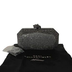 ADRIENNE LANDAU Metallic Mesh Rhinestone Clutch